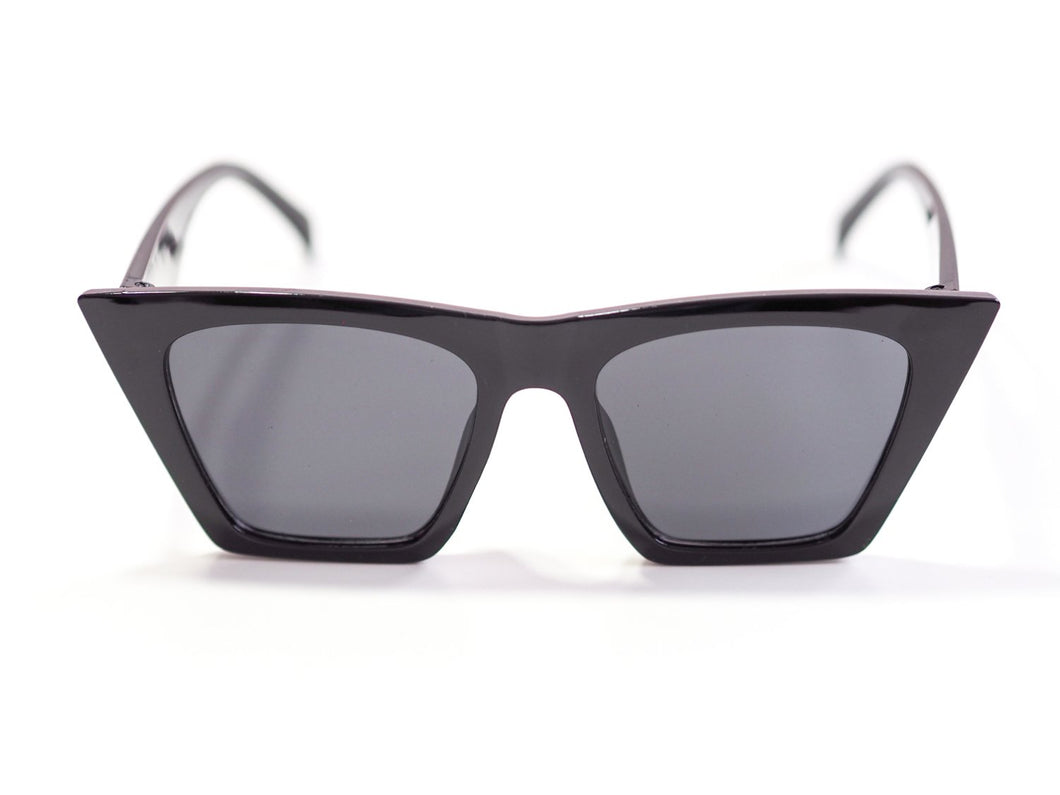 Pointed Black Square Cut Sunglasses Front.