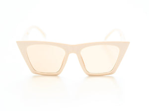 Pointed Cream Square Cut Sunglasses Front.
