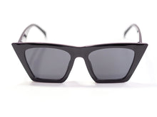 Load image into Gallery viewer, Pointed Medium Black Square Cut Sunglasses Front.
