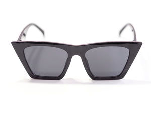 Pointed Medium Black Square Cut Sunglasses Front.