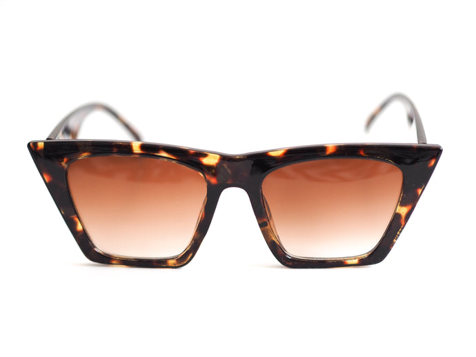 Pointed Medium Black Tortoise Shell Sunglasses Front View.
