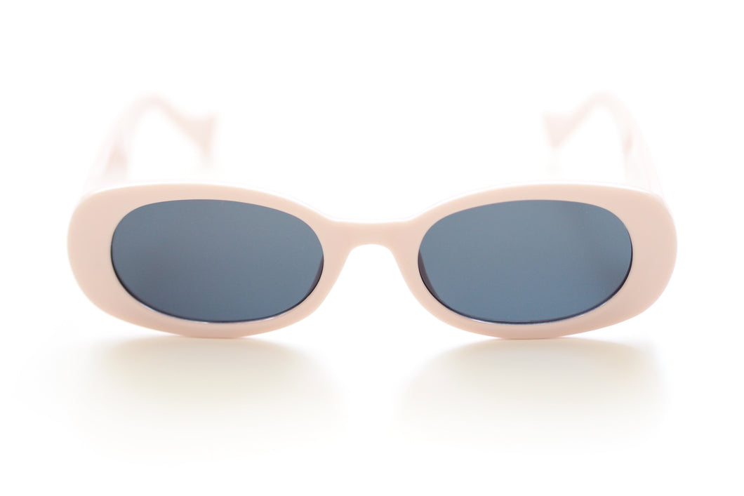 Retro Oval Sunglasses - Baby Pink
