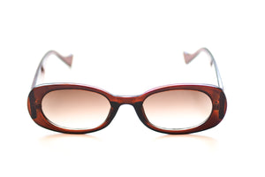 Retro Oval Sunglasses - Brown