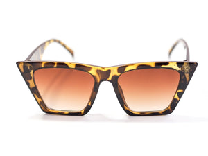 Pointed Tortoise Shell Square Cut Sunglasses Front.
