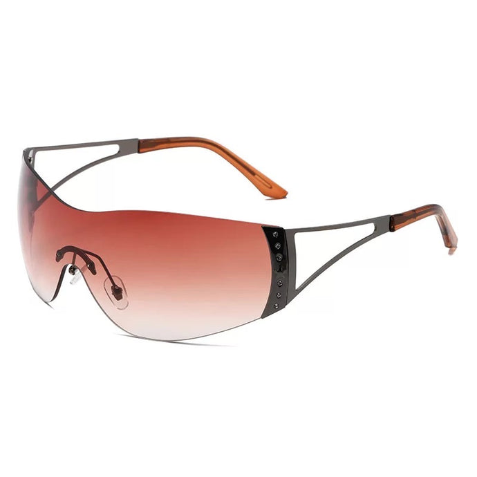 Y2K Vixen Diamonte Sunglasses - Brown
