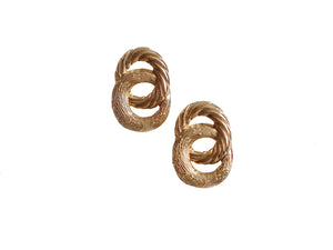 GOLD CIRCLE TEXTURED INTERLINKED EARRINGS