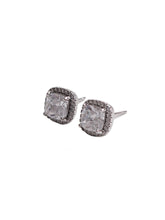Load image into Gallery viewer, SILVER CUSHIONED CZ STUD EARRINGS